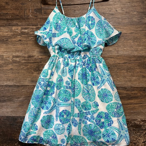 Lilly Pulitzer for Target Blue and Teal Ruffled Beach Sundress Dress Size Small - Picture 1 of 8